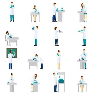 Scientist Person Flat Set Stock Illustration