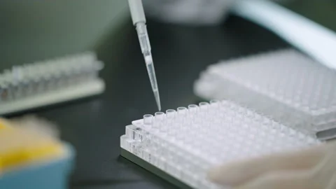 Scientist pipetting samples in laboratory,4K Stock Footage 238596788
