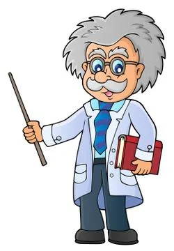 Scientist with pointer theme image Stock Illustration