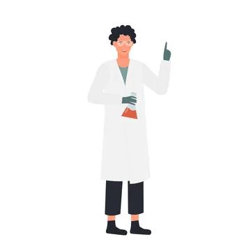 Scientist with pointing finger Stock Illustration