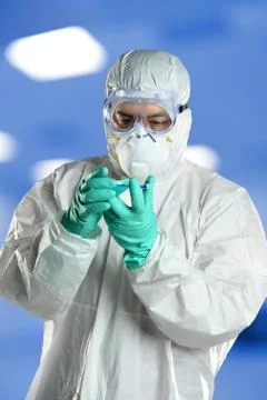 Scientist in Protective Clothing in Lab Stock Photos