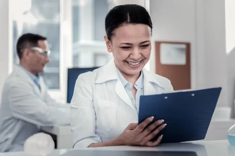 Scientist receiving the results of the experiment Stock Photos