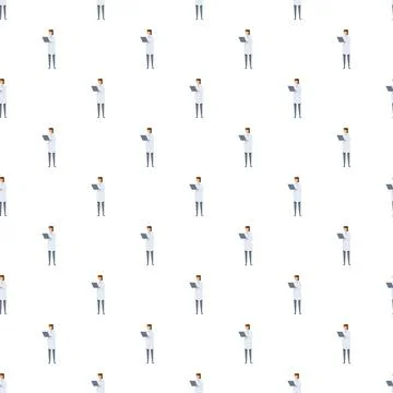 Scientist research pattern with man using laptop 스톡 일러스트