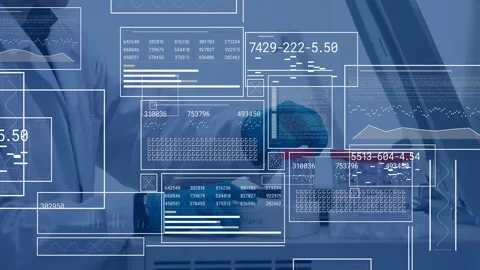 Scientist sliding sample tubes and examining vial, activating animated data Stock Footage 313308167