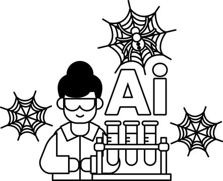 Scientist smiles while working with test tubes Ilustración de archivo