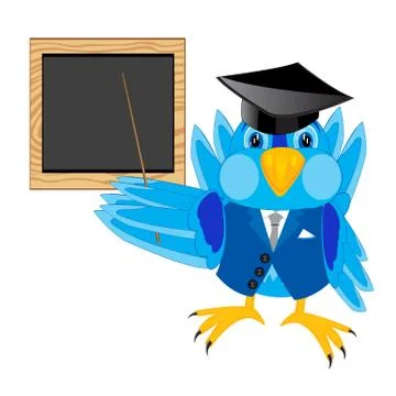 Scientist sparrow on white background Stock Illustration