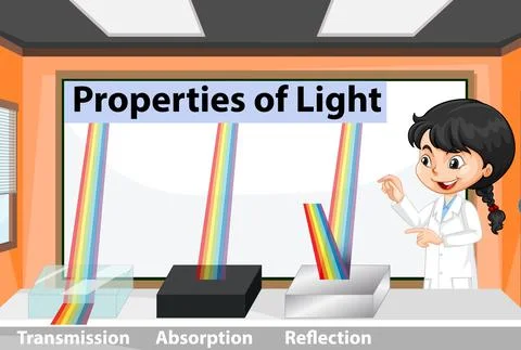 Scientist student explaining properties of light Stock Illustration