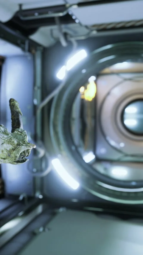 A scientist studies an alien plant specimen in a laboratory Stock Footage 336577088