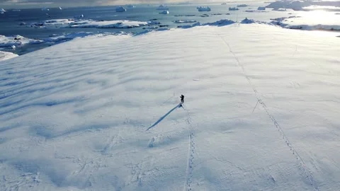 Scientist studies glacier in Antarctica 스톡 동영상 308471457