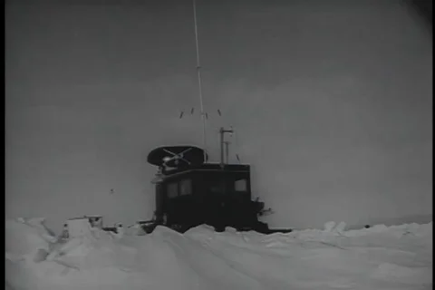 Scientist study weather, upper altitude and ice information at South Pole - 1957 Stock Footage 99112993