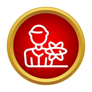 Scientist studying atom structure in conceptual icon design Stock Illustration