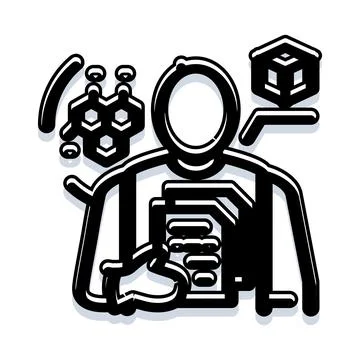 Scientist studying chemical structures and digital data Stock Illustration