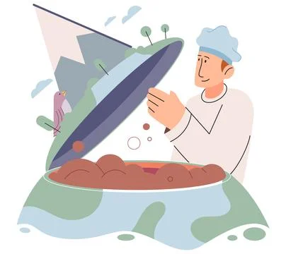 Scientist studying composition of soil. Ground analysis and earth pollution Stock Illustration