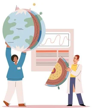 Scientist studying composition of soil. Ground analysis and earth pollution.. Ilustração Stock