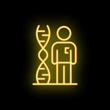Scientist studying dna structure with glowing neon effect on black background イラスト素材
