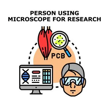 Scientist studying tissue contamination analyzing research data 库存插图