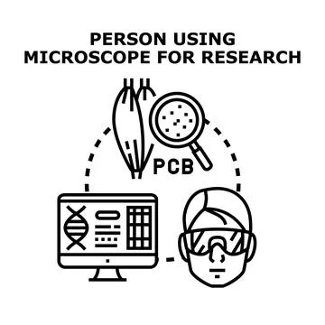 Scientist studying tissue contamination analyzing research data Stock Illustration