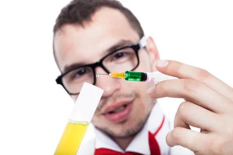 Scientist with syringe Stock Photos