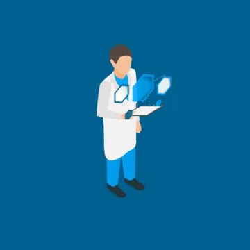 Scientist with tablet pc Stock Illustration