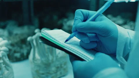 A scientist taking notes in the lab Stock Footage 283073804