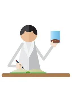 Scientist Taking Notes While Holding Plant Seed Sample Stock Illustration