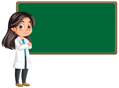 Scientist Teaching in Front of Chalkboard Stock Illustration