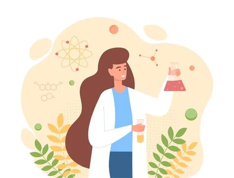 Scientist with test tube Stock Illustration