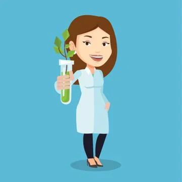 Scientist with test tube vector illustration イラスト素材