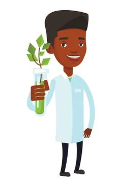 Scientist with test tube vector illustration Illustrazione stock