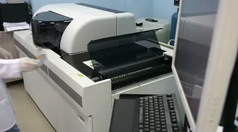 Scientist testing blood samples in laboratory Stock Footage 23342356