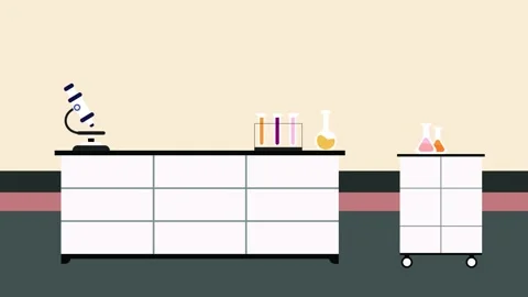 A scientist testing chemicals with a test tube 4K animation. Chemical reactio Video stock 195390318