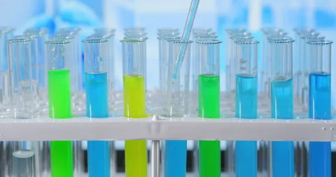 Scientist testing in laboratory for analysis or researching. Laboratory tube Stock Footage 141619923