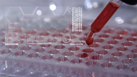 Scientist testing in laboratory.analyze Science background. futuristic technolog Stock Footage 99619188