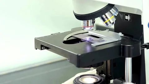 A scientist uses an electron microscope to examine the details of a virus. 스톡 동영상 336582765