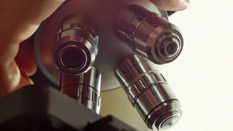 A scientist uses a microscope in the laboratory. Stock Footage 220337863