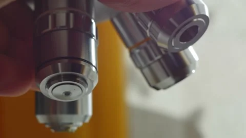 A scientist uses a microscope in the laboratory. Stock Footage 220337890