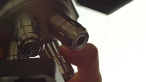 A scientist uses a microscope in the laboratory. Stock Footage 220337983