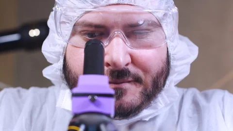 Scientist uses microscope for scientific research. Ecology biological experiment 스톡 동영상 122764894