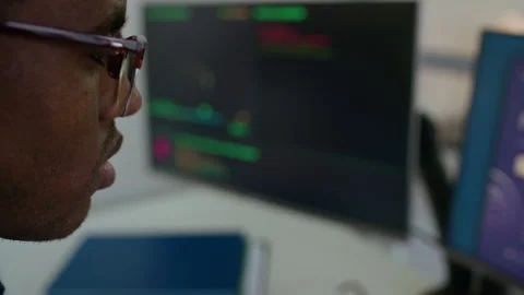 Scientist Using AI Software Analyzing Molecular Data on Computer in Laboratory Stock Footage 332359493
