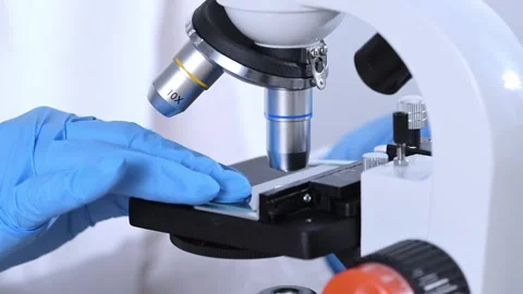 Scientist using laboratory microscope. Doctor using medicine microscope Video stock 276156078