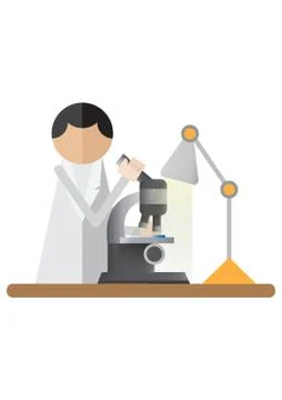 Scientist Using The Microscope Stock Illustration
