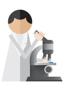 Scientist Using The Microscope Stock Illustration