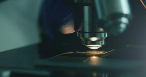 Scientist using microscope in laboratory 스톡 동영상 308480177