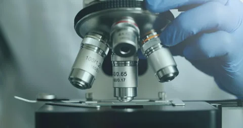 Scientist using microscope in laboratory Stock Footage 308480870
