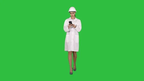 Scientist Using Phone Texting Message on a Green Screen, Chroma Key. Stock-Footage 102293240