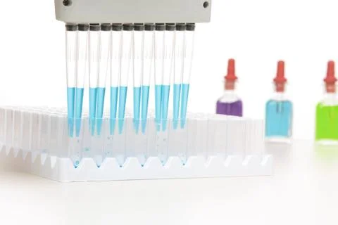 Scientist using pipette in research Stock Photos