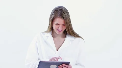 Scientist using tablet Stock Footage 80131726
