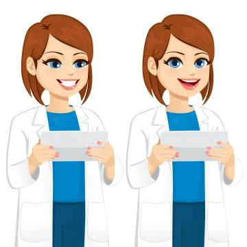 Scientist Using Tablet Stock Illustration