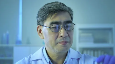 Scientist using video conference with colleagues consulting Stock Footage 146177671