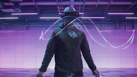 Scientist Using VR to Analyze Gene Editing Sequences in Lab Stock Footage 284965613